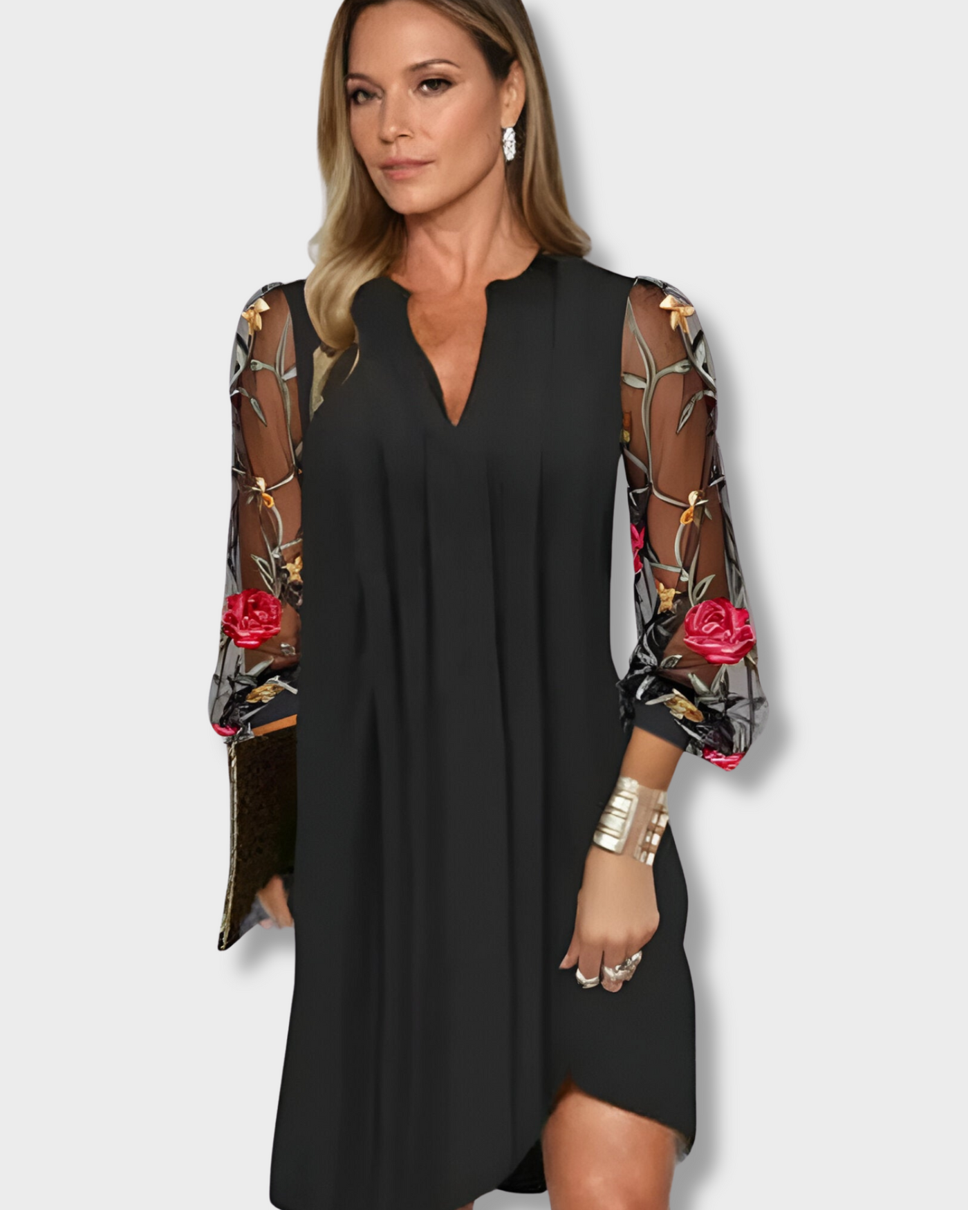 Renée | Elegantní dámské dlouhé šaty s vyšívanými rukávy