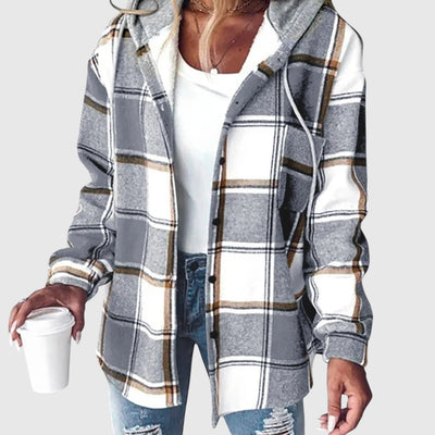 Maya – Kostkovaný ležérní kabát s kapucí