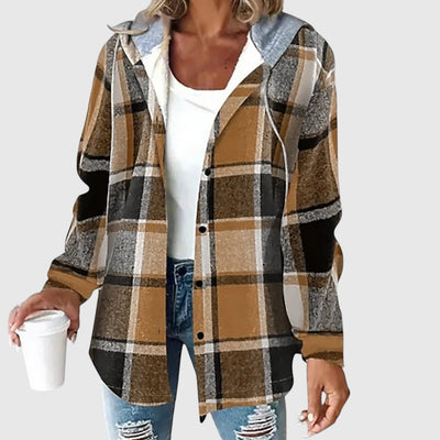 Maya – Kostkovaný ležérní kabát s kapucí